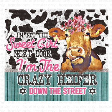 Crazy Heifer Down the Street Skinny Tumbler Sublimation Transfer