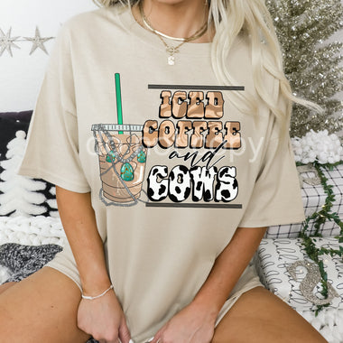 Iced Coffee & Cows Screen Print High Heat Transfer S54