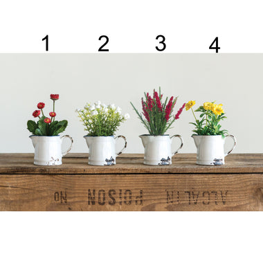 Faux Flowers in Distressed Pitchers 4 Styles