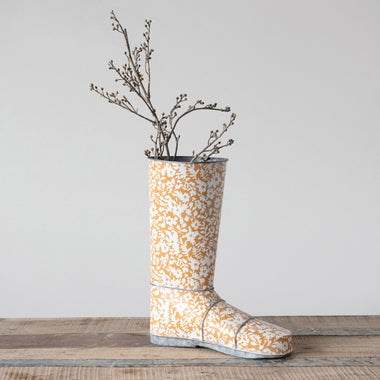 Decorative Metal Boot with Floral Pattern