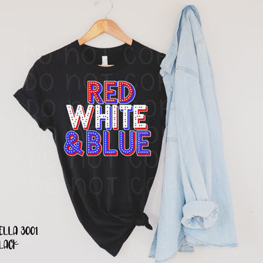 Red White Blue Screen Print Transfer High Heat V126