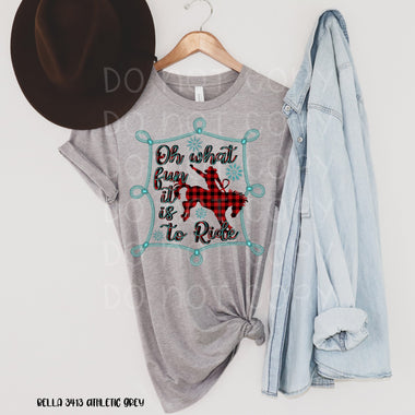 "No Restocks" what fun it is to Ride Buffalo Plaid Screen Print Transfer *High Heat* A9