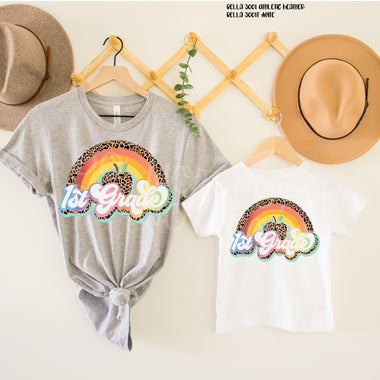 “No restocks” 1st Grade Apple Rainbow Screen Print High Heat Transfer J2