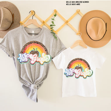 “No restocks” 4th Grade Apple Rainbow Screen Print High Heat Transfer T60