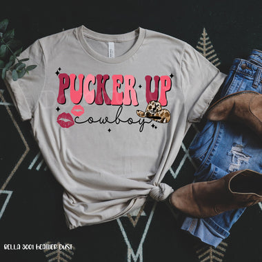 Pucker Up Cowboy Screen Print High Heat Transfer U46