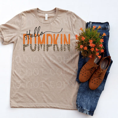 "No restocks" Hello Pumpkin Orange Leopard Screen Print High Heat Transfer P76