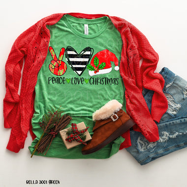 "No Restocks"Peace love Christmas Screen Print High Heat Transfer B22