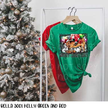 "No Restocks"Merry Christmas Santa Riding Bull Screen Print Transfer *High Heat* U49