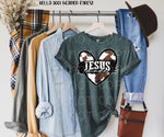 "No restocks" Jesus Made Cowhide Heart Screen Print Transfer *High Heat* U87