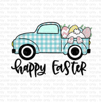 Happy Easter Plaid Truck Sublimation Transfer