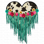 Fringe Cowhide Leather Heart Sublimation Transfer