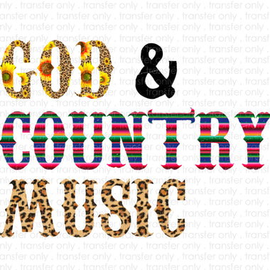 God & Country Music Sublimation Transfer