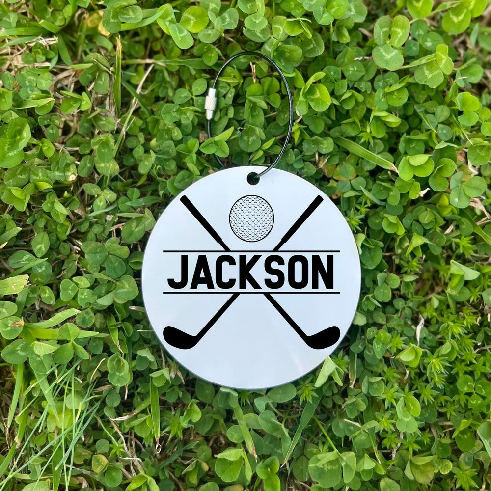 Golf Bag Tag with Stainless Steel Wire Cable Holder – Wills Creek Designs