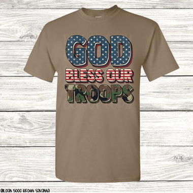 God Bless our Troops Screen Print Transfer *High Heat* A24