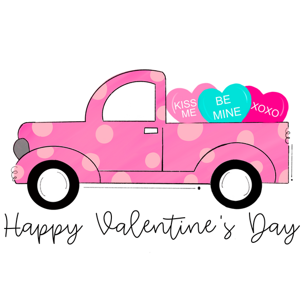 Pink Valentines Truck Sublimation Transfer