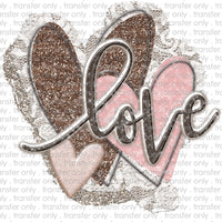 Love Hearts Gold Sublimation Transfer