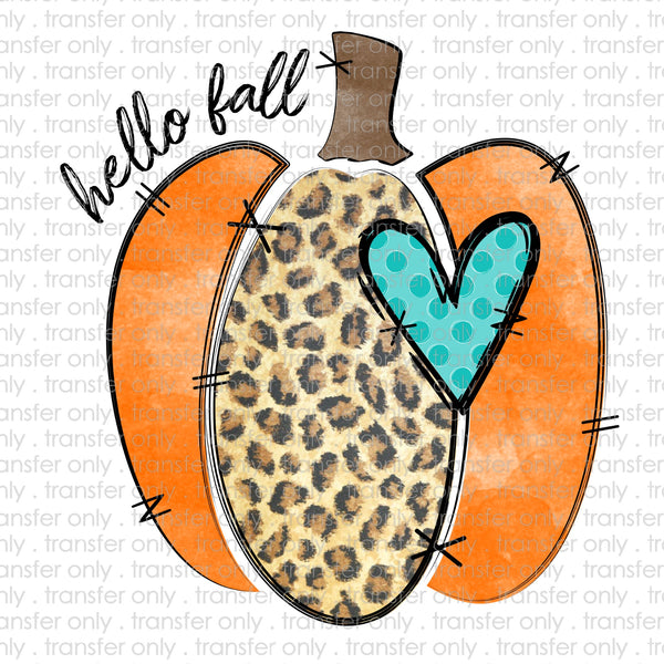Hello Fall Cheetah Pumpkin Sublimation Transfer