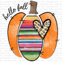 Hello Fall Serape Pumpkin Sublimation Transfer