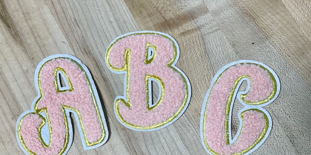 Pink Cursive Gold Glitter Chenille Letters 2.75