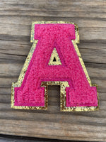 Pink with Gold Glitter Chenille Letters