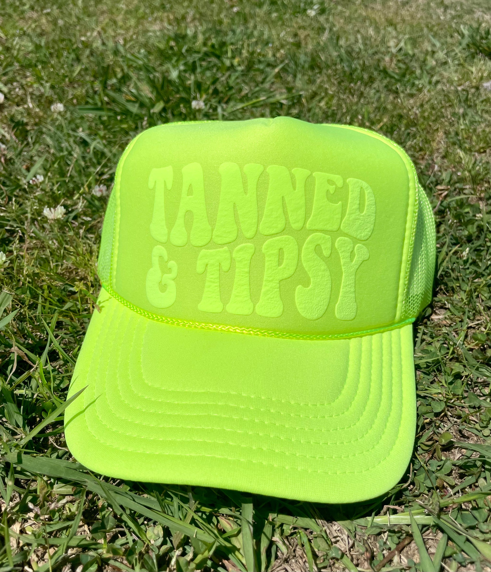 Tanned & Tipsy Neon Yellow Trucker Hat – Wills Creek Designs