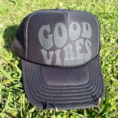 Good Vibes Black Trucker Hat
