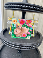 Bunny Rabbit Square Tiered Tray Decor 5.5"