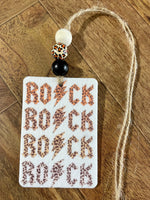 Rock Rock Rock Car Freshie with Wood Beads
