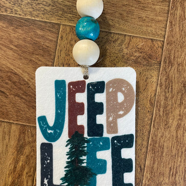 Jeep Life Car Freshie with Wood Beads