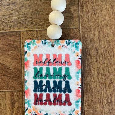 Mama Floral Car Freshie with Wood Beads