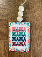 Mama Floral Car Freshie with Wood Beads