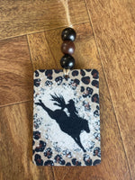 Rodeo Leopard Car Freshie with Wood Beads