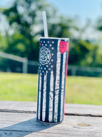 Firefighter Flag MATTE 20oz Skinny Tumbler