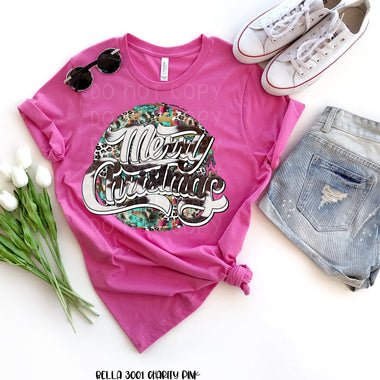 "No Restocks" Circle Merry Christmas Screen Print High Heat Transfer U39