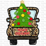 Merry Christmas Cheetah Truck Sublimation Transfer