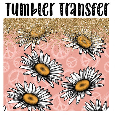 Peace Daisy Pink Skinny Tumbler Seamless Sublimation Transfer