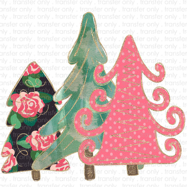 Girly Christmas Trees Sublimation Transfer