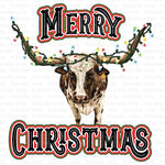 Merry Christmas Longhorn Sublimation Transfer