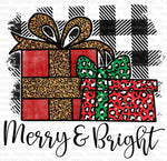Merry and Bright Plaid Presents Sublimation Transfer