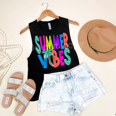 Not as vibrant as the mock-up- Summer Vibes Screen Print High Heat Transfer T45