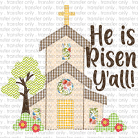 Patchwork Church He is Risen Sublimation Transfer