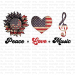 Peace Love Music Sublimation Transfer