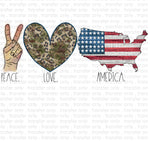 Peace Love America Sublimation Transfer
