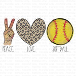 Peace love Softball Sublimation Transfer