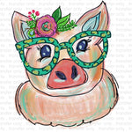 Piggy with Glasses Sublimation Transfer
