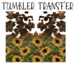 Sunflower Cowhide Skinny Tumbler Seamless Sublimation Transfer