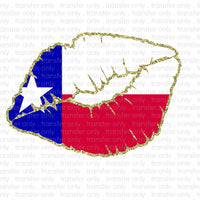 Texas Flag Lips Sublimation Transfer