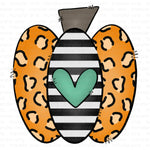Leopard Stripe Heart Pumpkin Sublimation Transfer