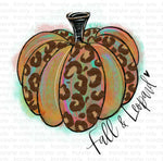 Watercolor Leopard and Fall Pumpkin Sublimation Transfer