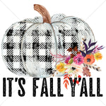 It's Fall Yall Plaid Pumpkin Sublimation Transfer